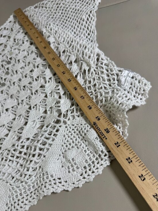 Kamiseta Crochet Open Knit White Top size XXS Short Sleeves Cottage Beachy - Picture 5 of 15